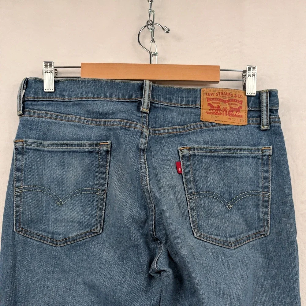 Levi's 514 Jeans Men's 32x30 Blue Straight Stretch Button Fly Workwear Red Tab
